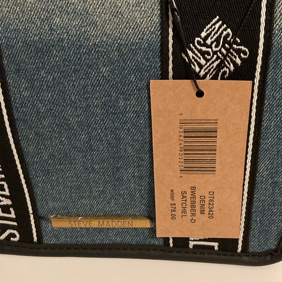 NWT Steve Madden Denim Bwebber Satchel Crossbody Handle Bag with Change Purse - Picture 4 of 16